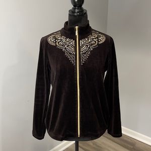 Chico’s Zenergy full zip embellished velour athleisure  Jacket